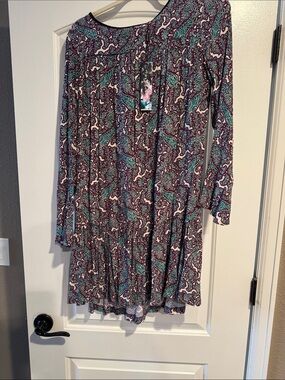 Closet Teal & Burgundy Paisley Casual Shift Dress